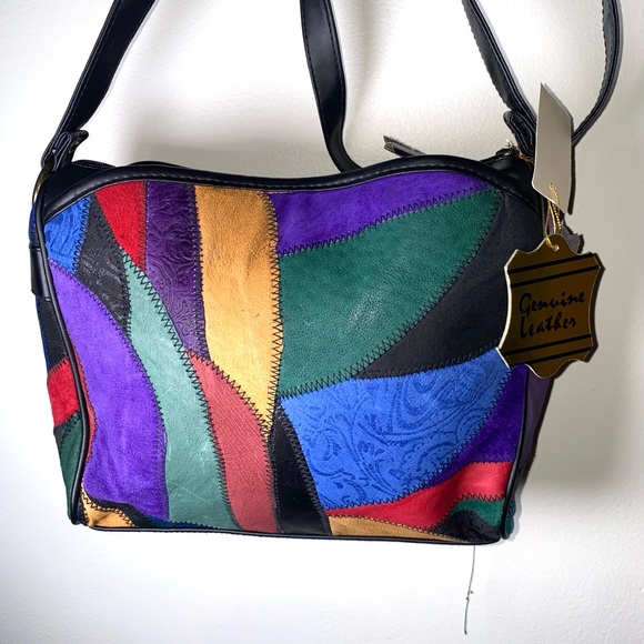 NWT Vintage Genuine leather multicolor color block purse - Picture 3 of 6